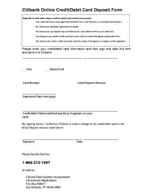 citibank signature card form.